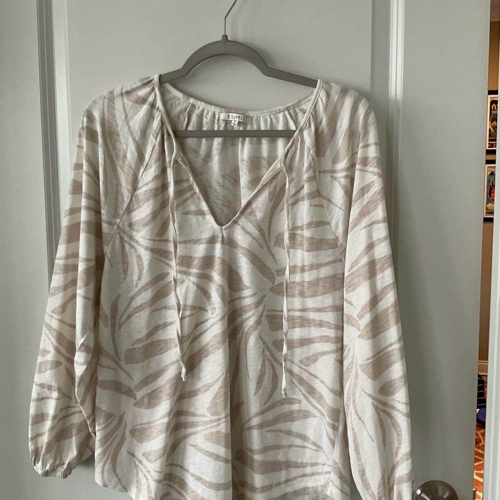 Z Supply Palm Print Blouse Size S